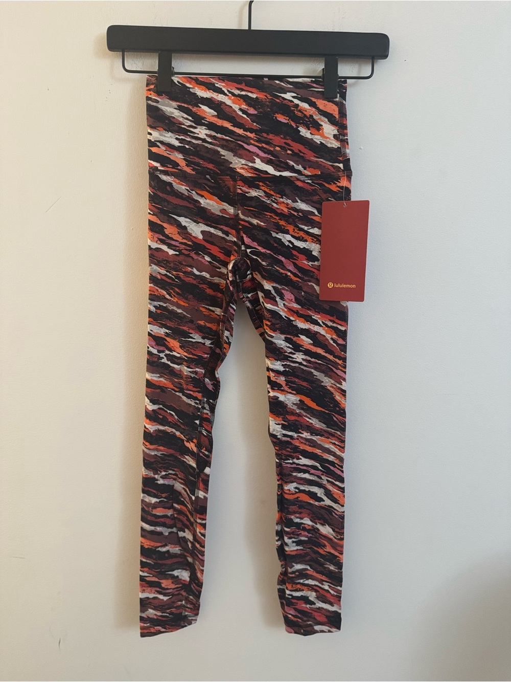 lululemon athletica Kids' Abstract Wave Print Leggings - Orange/Pink/Black/White